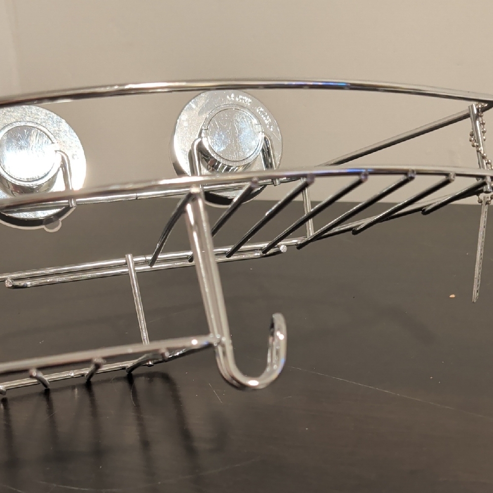 Brookstone Silver Chrome Bathroom Organizer with Suction Cups Shower Caddy Metal - Picture 4 of 4